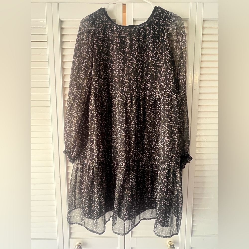 LOFT Black Satin Slip Dress